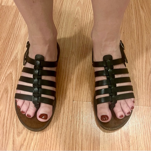 Silvano Sassetti Shoes - Black Silvano Sassetti Leather Handmade in Italy Sandals. Size 38